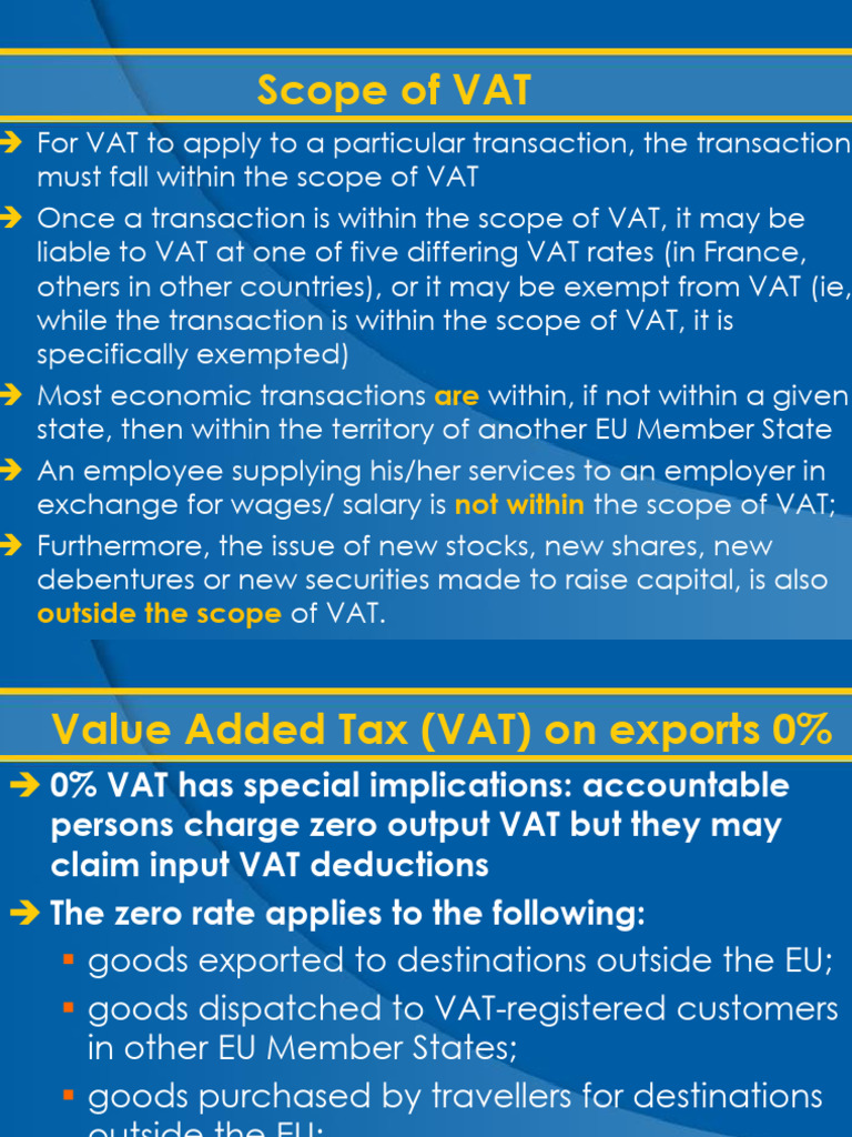 Understanding VAT Scope and Rates in France | PDF | Value Added Tax ...