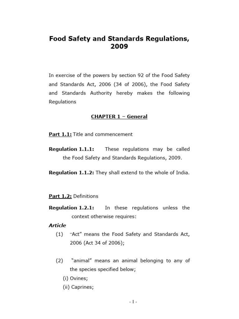 Food Safety Standards Regulations 2009 | PDF | Vegetable Oil | Nutrition