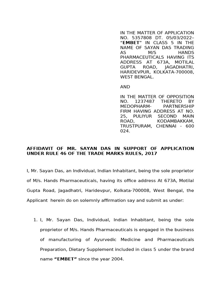 Rule 46 - Sole Propritor | PDF | Trademark