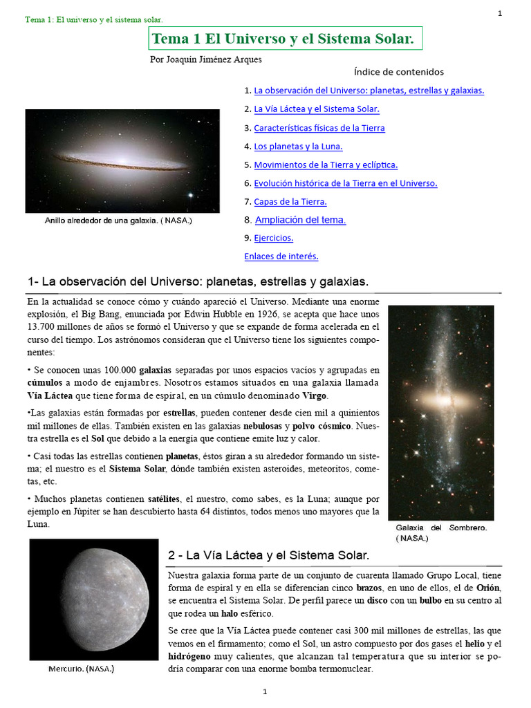 Explorando el Universo y el Sistema Solar | PDF | Tierra | Sistema solar