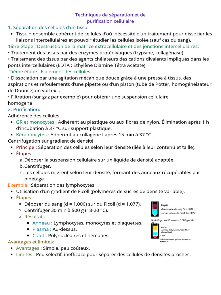 Techniques de séparation et purification cellulaire | PDF | Cytométrie ...