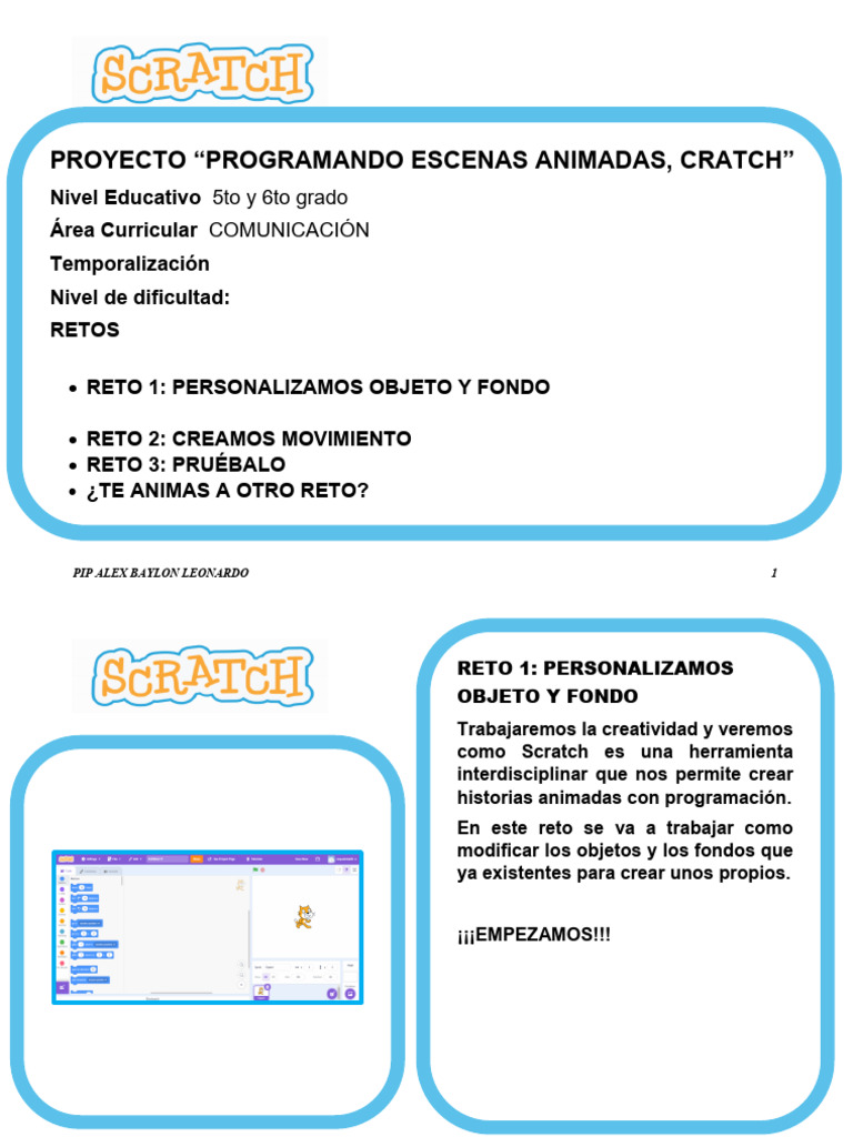 Programación de Escenas Animadas en Scratch | PDF | Scratch (lenguaje ...
