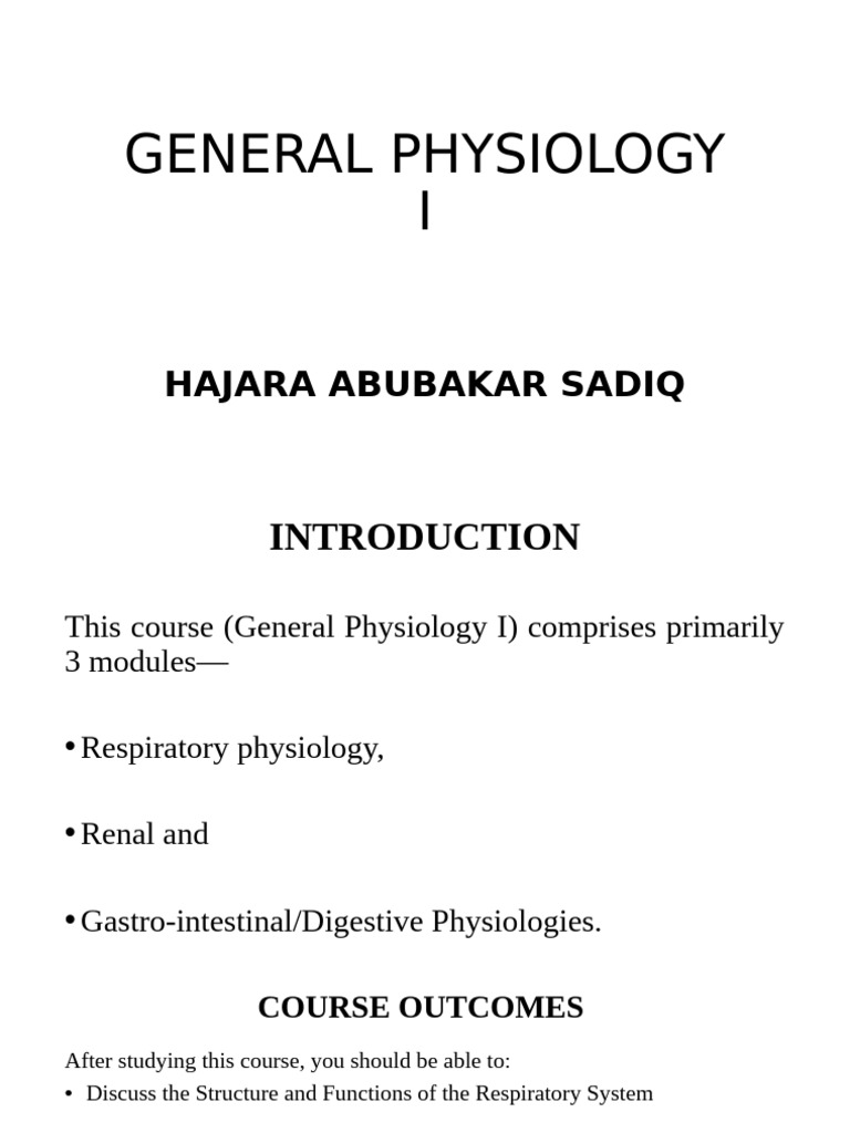 Overview of General Physiology I | PDF | Lung | Respiratory Tract