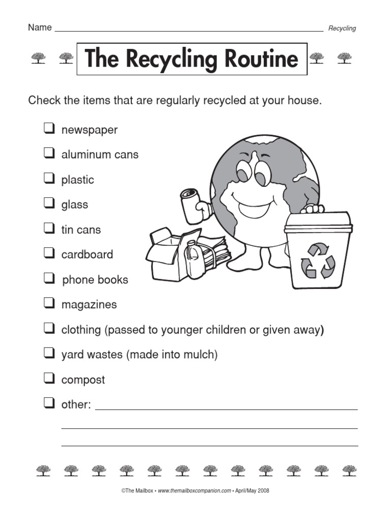 Home Recycling Checklist Activity | PDF