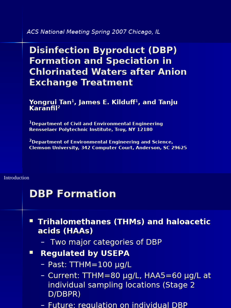 DBP Formation in Chlorinated Waters | PDF | Chemical Substances | Chemistry