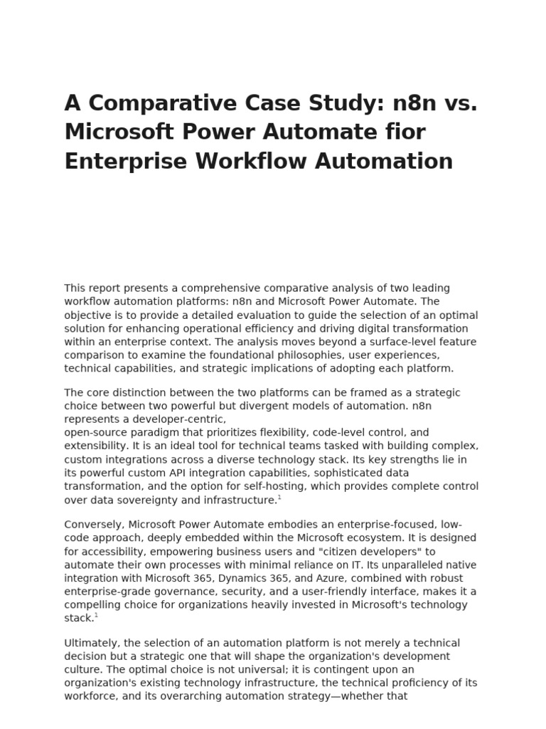 n8n vs. Power Automate: Workflow Automation Comparison | PDF | Cloud ...