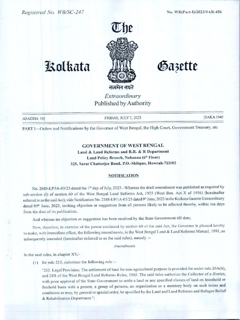 Amendment of Rule 215 216 218 of WBLR Manual1991 2 | PDF