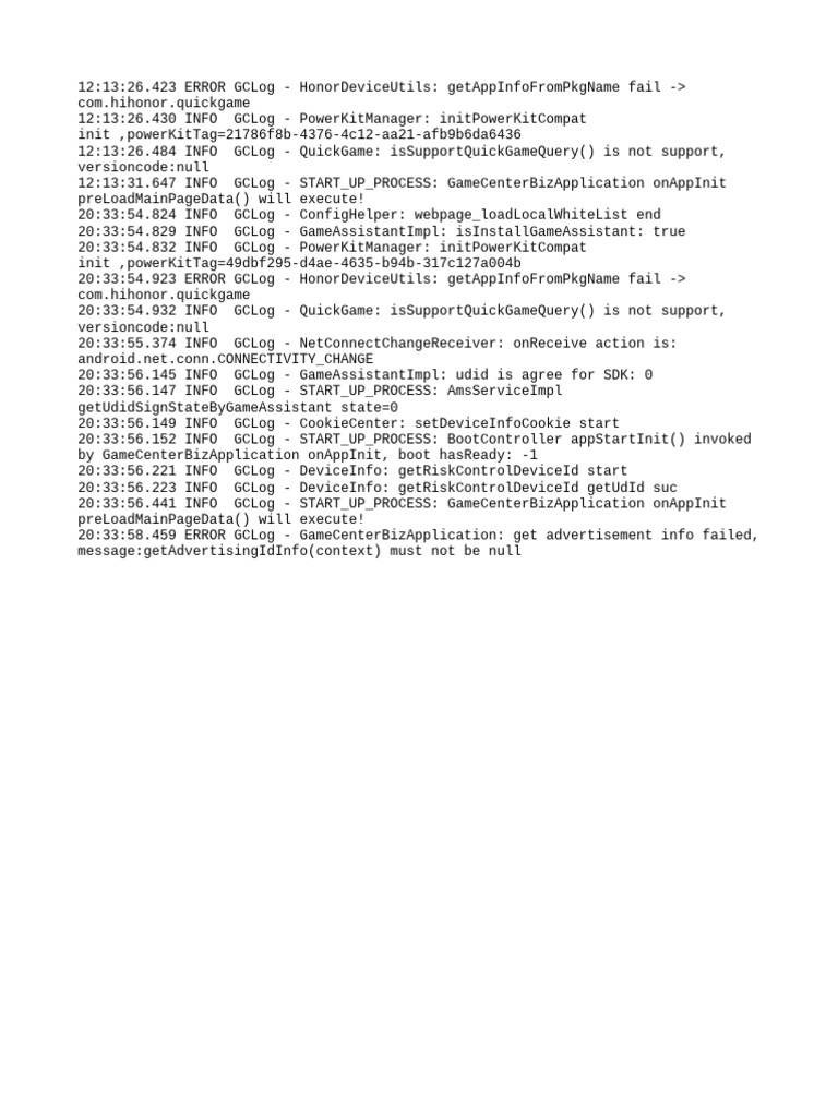 Honor Device Error Log Analysis | PDF