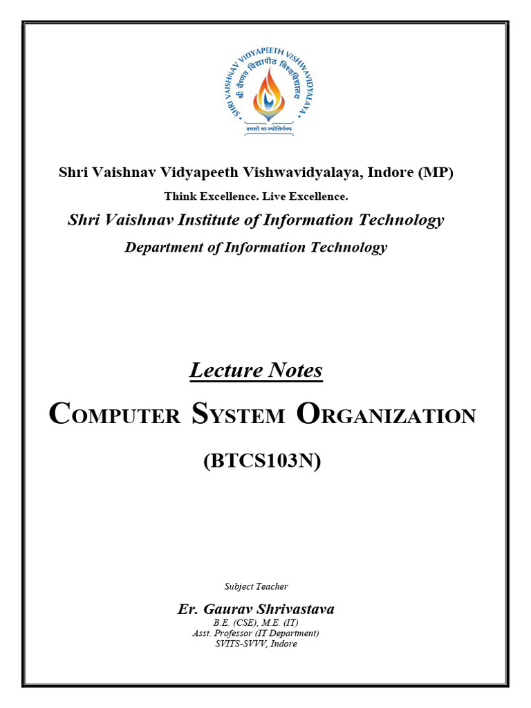 Computer System Organization Notes | PDF | Central Processing Unit ...