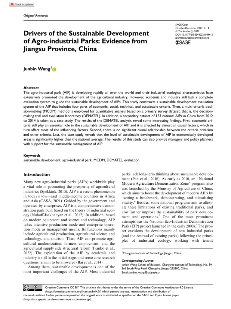 Wang 2022 Drivers of The Sustainable Development of Agro Industrial ...