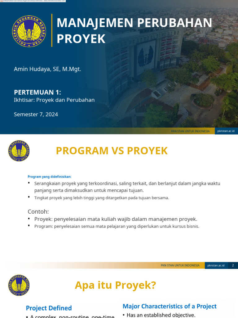 MPP 1 - Overview Proyek Dan Perubahan - En.id | PDF