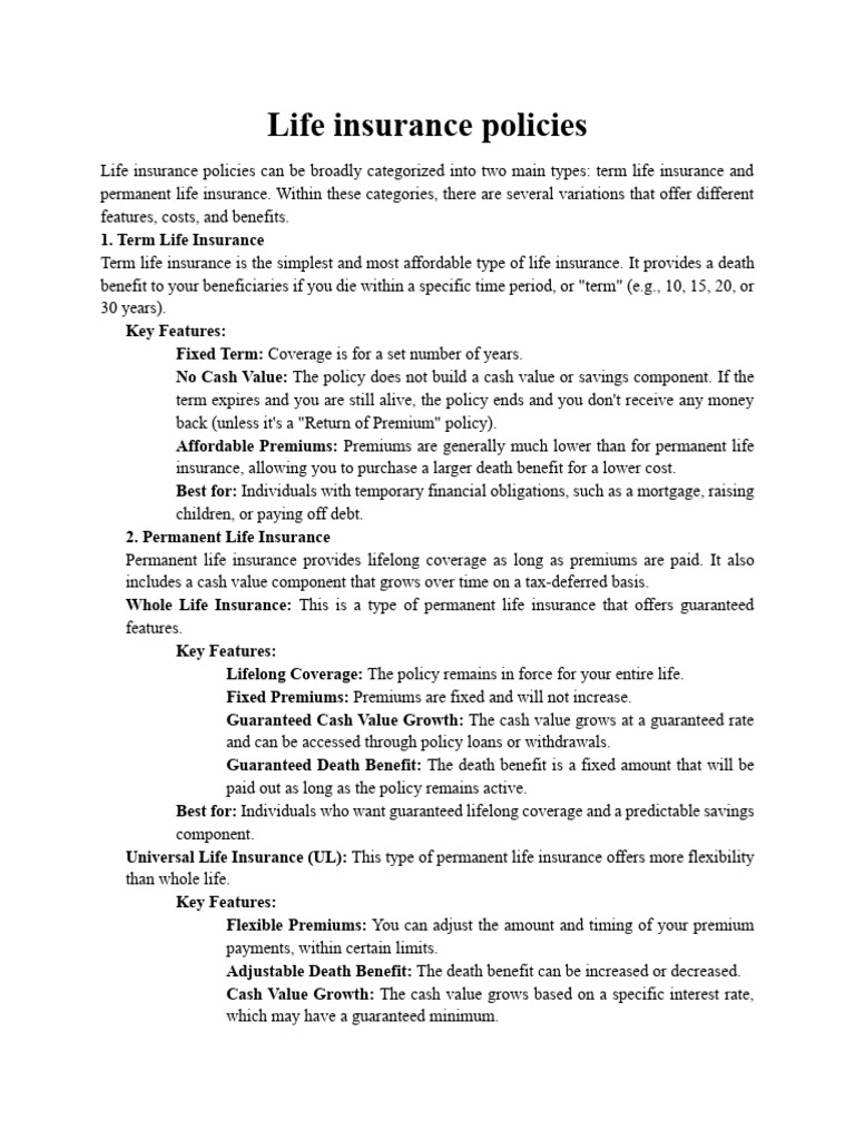 Types of Life Insurance Explained | PDF | Life Insurance | Insurance