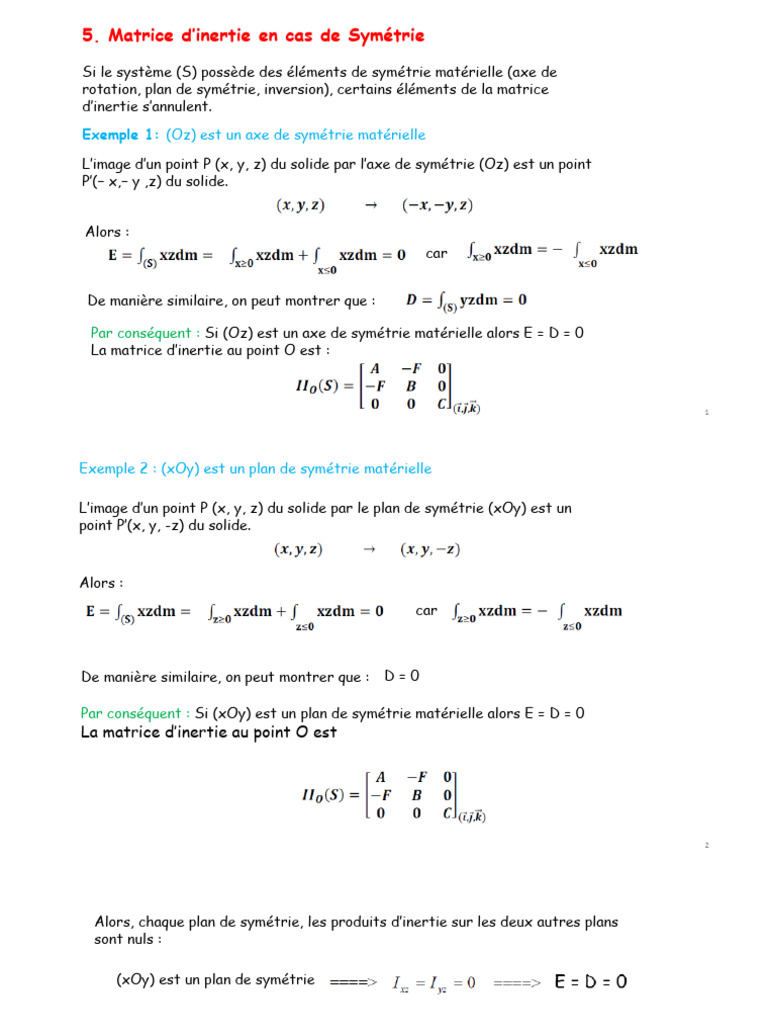 Matrice d'inertie et symétrie matérielle | PDF | Sphère | Base (algèbre ...