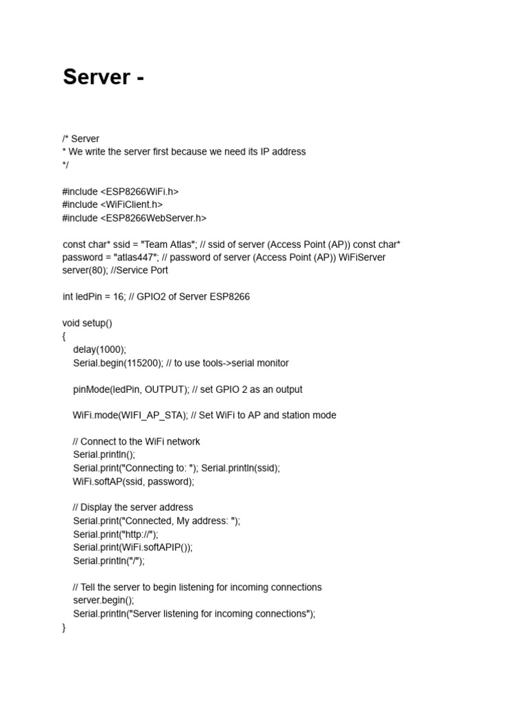 ESP8266 LED Control Server Code | PDF | Wireless Access Point ...