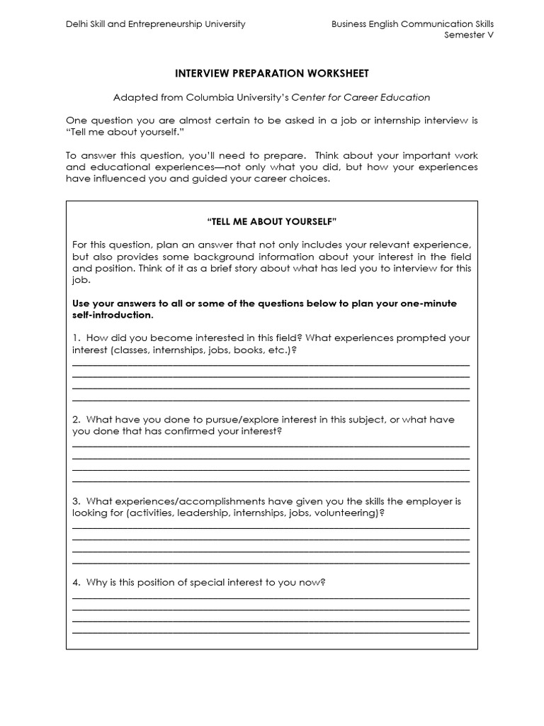 5c Self-Intro Worksheet | PDF