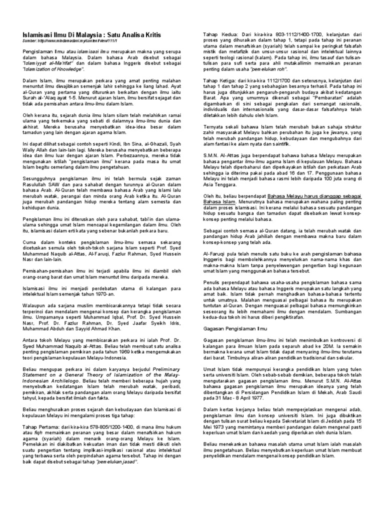 Islamisasi Ilmu Di Malaysia Pdf