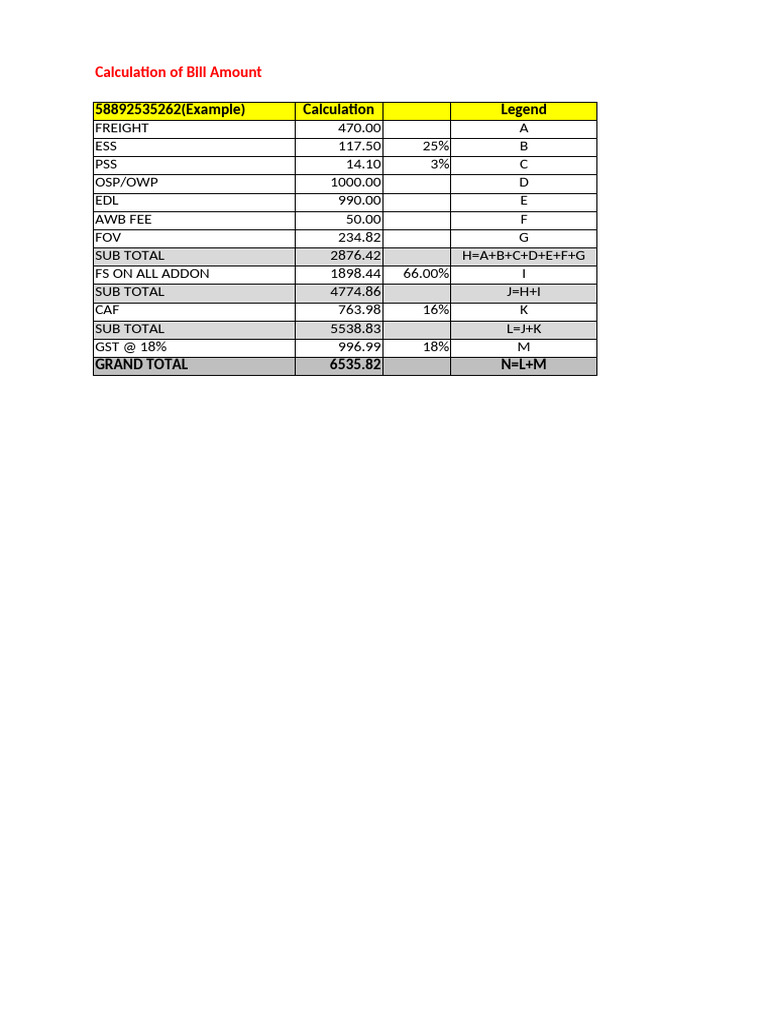 Freight Bill Calculation Breakdown | PDF | Freight Transport