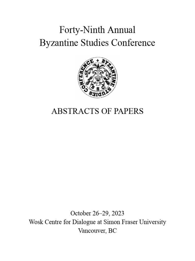 2023 BSC Abstracts | PDF | Icon | Byzantine Empire