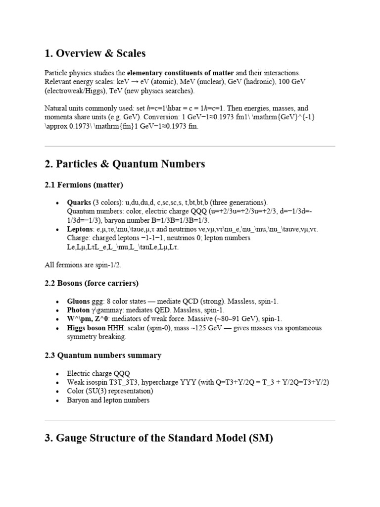 Particle Physics: Standard Model Overview | PDF | Elementary Particle ...