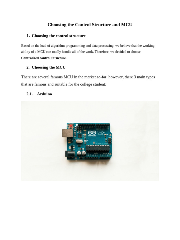Choosing The Control Structure and MCU | PDF | Microcontroller | Arduino