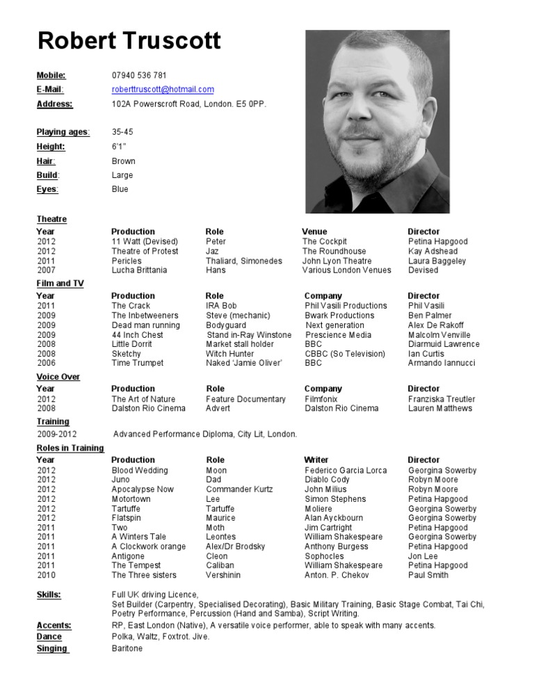 Robert Truscott: Actor Profile | PDF | Classics