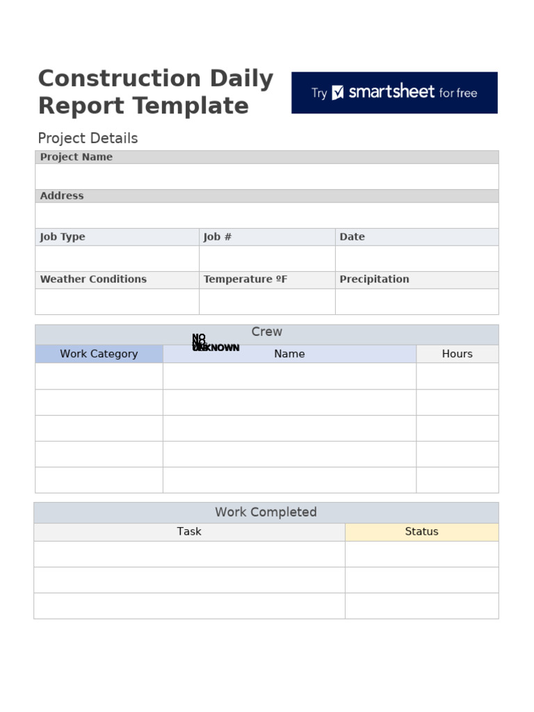 Construction Daily Report Template | PDF