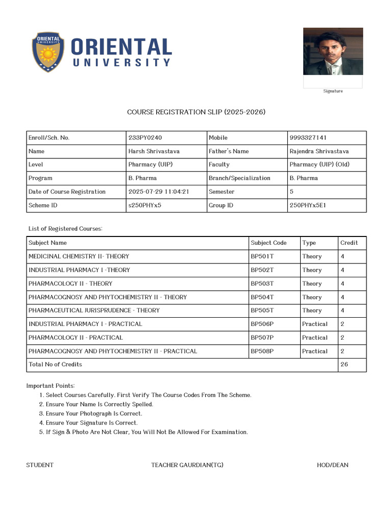 11course Registration Slip | PDF