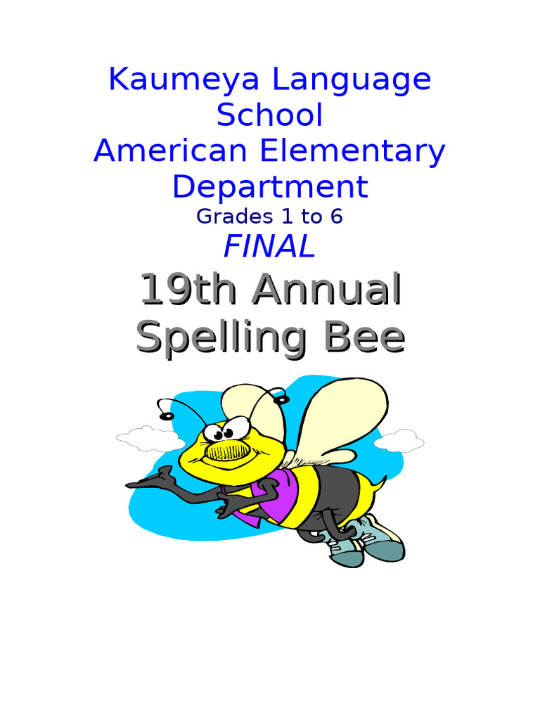 Spelling Bee 2022 - 2023 Cover - Elementary | PDF