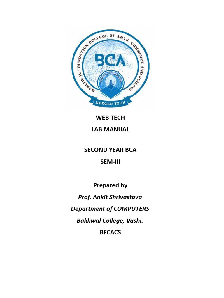 Web Tech Lab Manual for BCA Students | PDF | Html | Websites