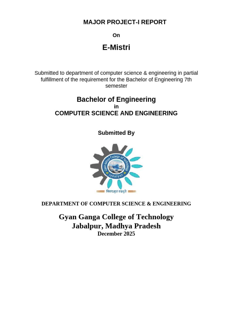 E-Mistri Project Report for CSE Degree | PDF | Databases | Software
