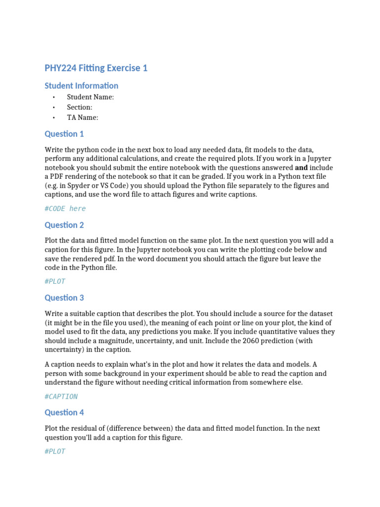 Fitting Exercise 1 | PDF | Data | Computing