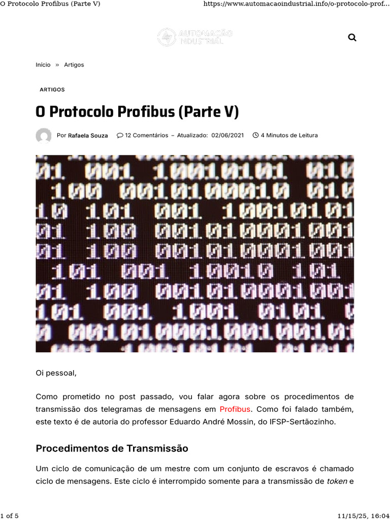 Ciclo de Comunicação no Profibus | PDF | Comunicação | Redes de ...