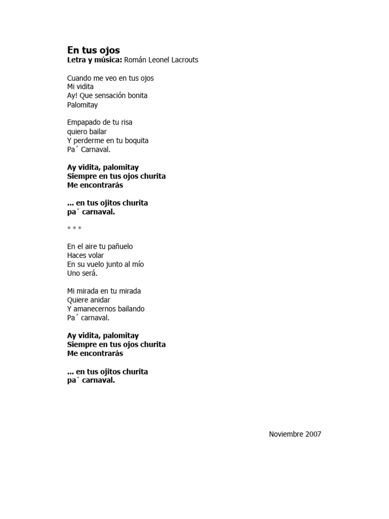 En Tus Ojos (Letra) | PDF