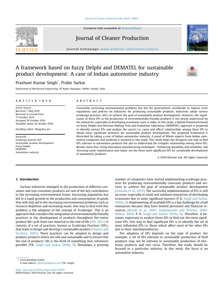 A Framework Based On Fuzzy Delphi and DEMATEL For Sustainable Product ...