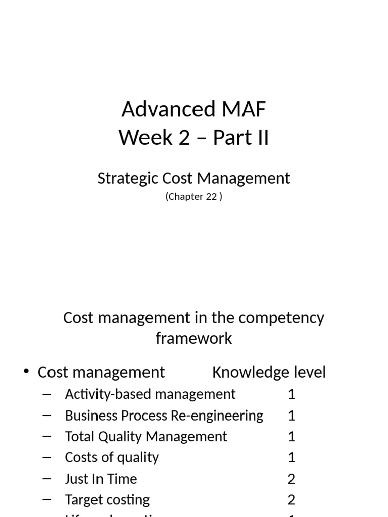 Week 2 Part 2 2025 - Strategic Cost Management | PDF | Lean ...