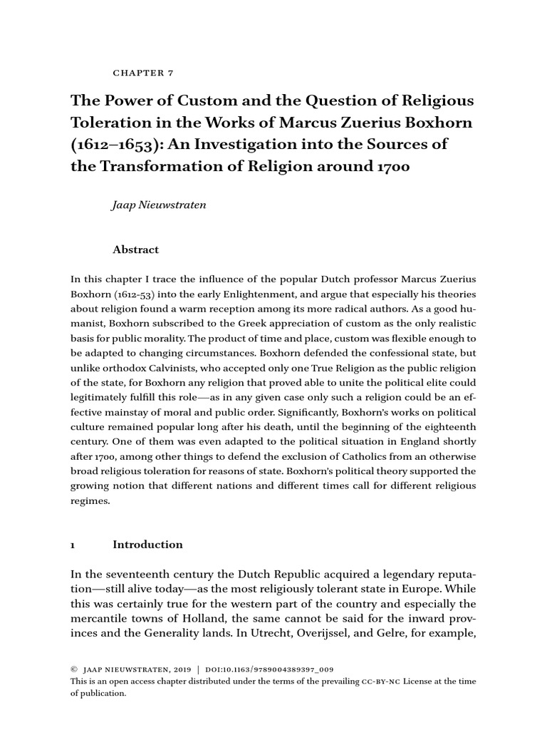 Boxhorn's Influence on Religious Toleration | PDF | Protestantism