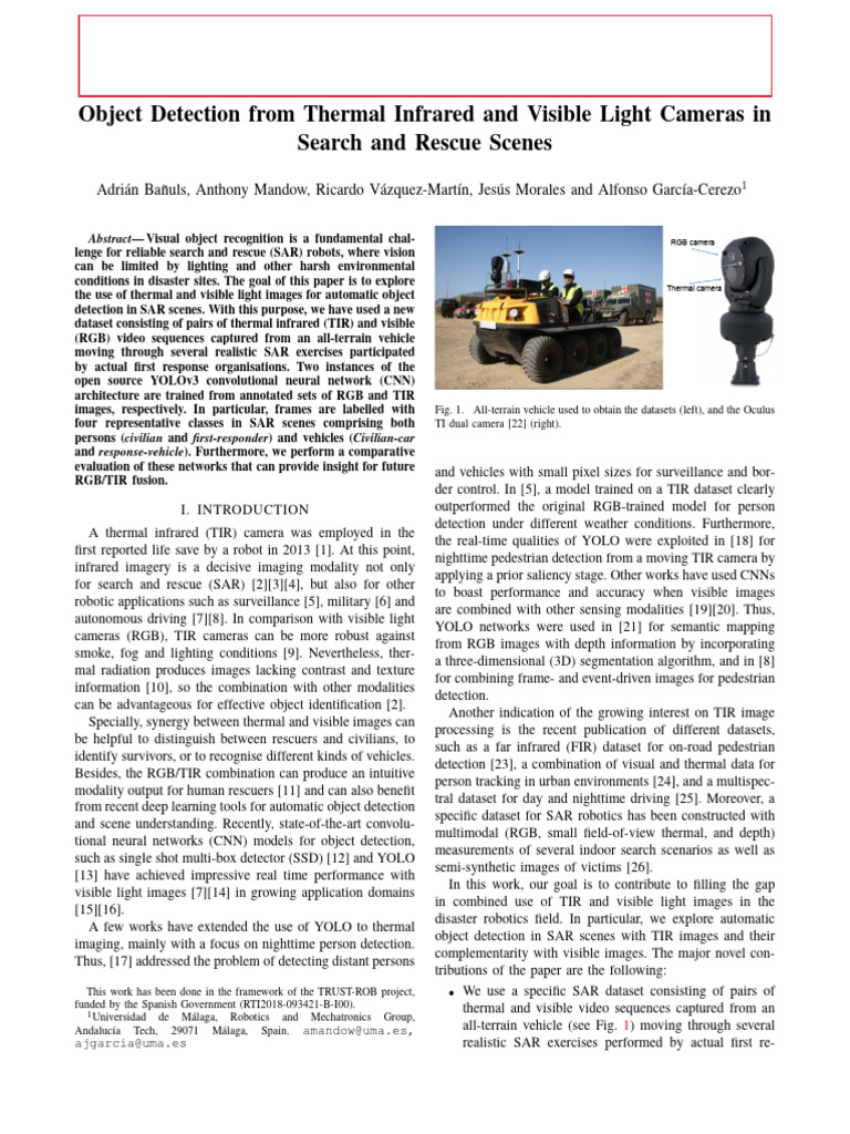 SSRR 2020 Object Detection TIR and Visible Light in Search and Rescue ...