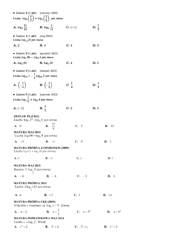 Logarytmy Msat Podstawowa | PDF