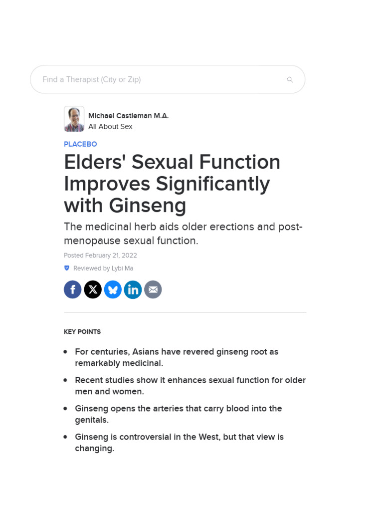 Ginseng Boosts Sexual Function in Seniors | PDF | Menopause | Sexual ...