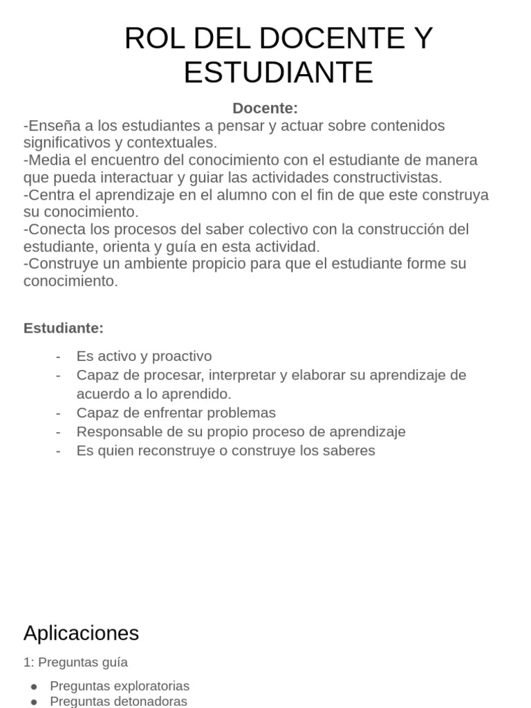 Rol del Docente y Estudiante en Aprendizaje | PDF