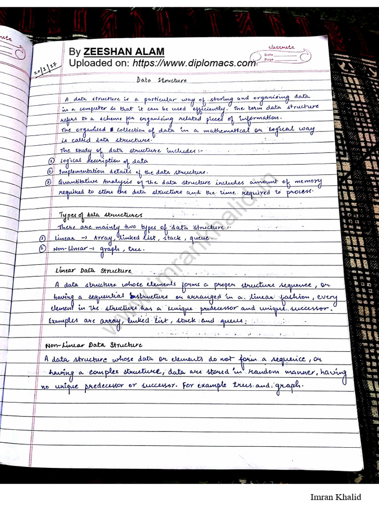 Data Structure Notes (4th Sem) Imrankhalid | PDF