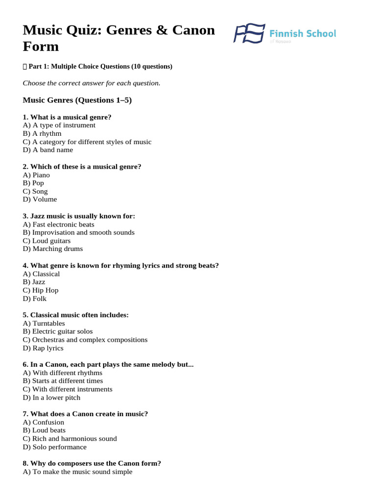 Music Quiz | PDF | Musical Compositions | Jazz