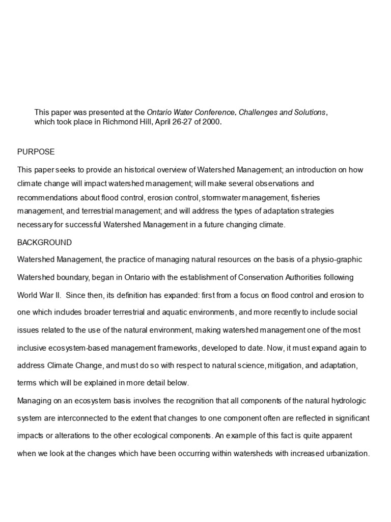 Climate Change in Watershed Management | PDF | Flood | Stream