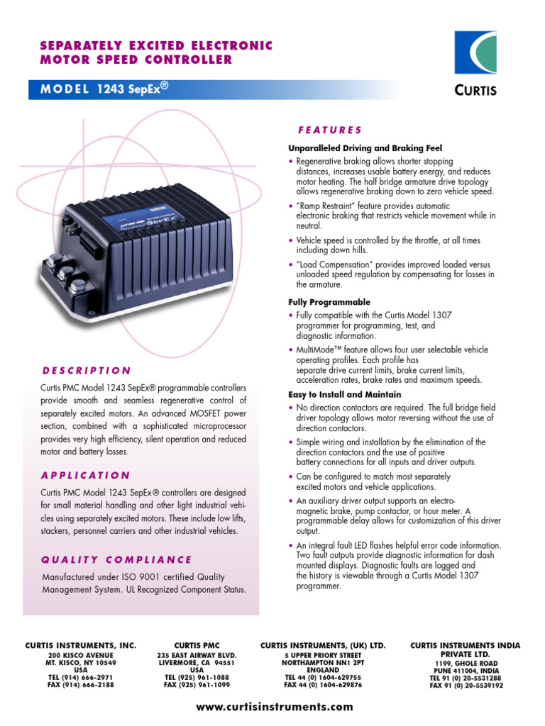Curtis PMC 1243 SepEx Motor Controller | PDF | Brake | Electromagnetism