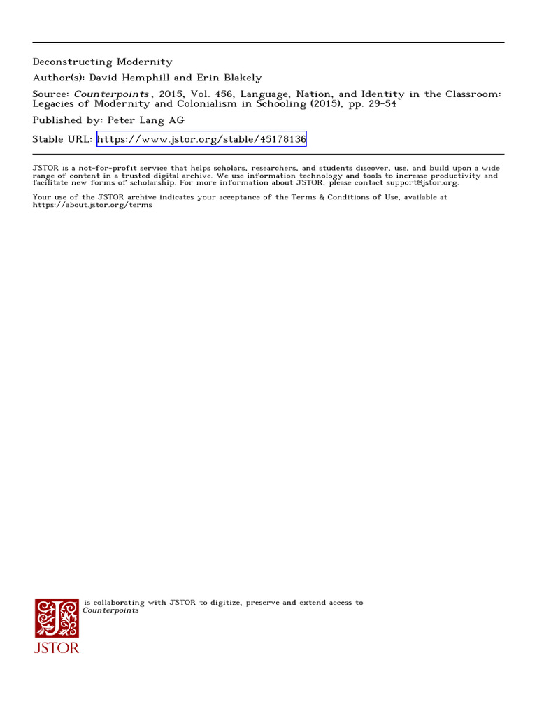 Deconstructing Modernity in Education | PDF | Postmodernism | Paradigm