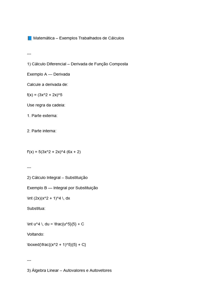 Exemplos de Cálculos em Matemática | PDF