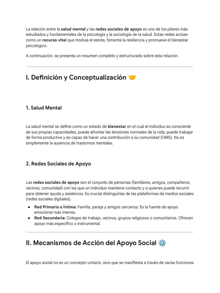 Salud Mental y Redes Sociales de Apoyo - Investiga... | PDF | Salud ...
