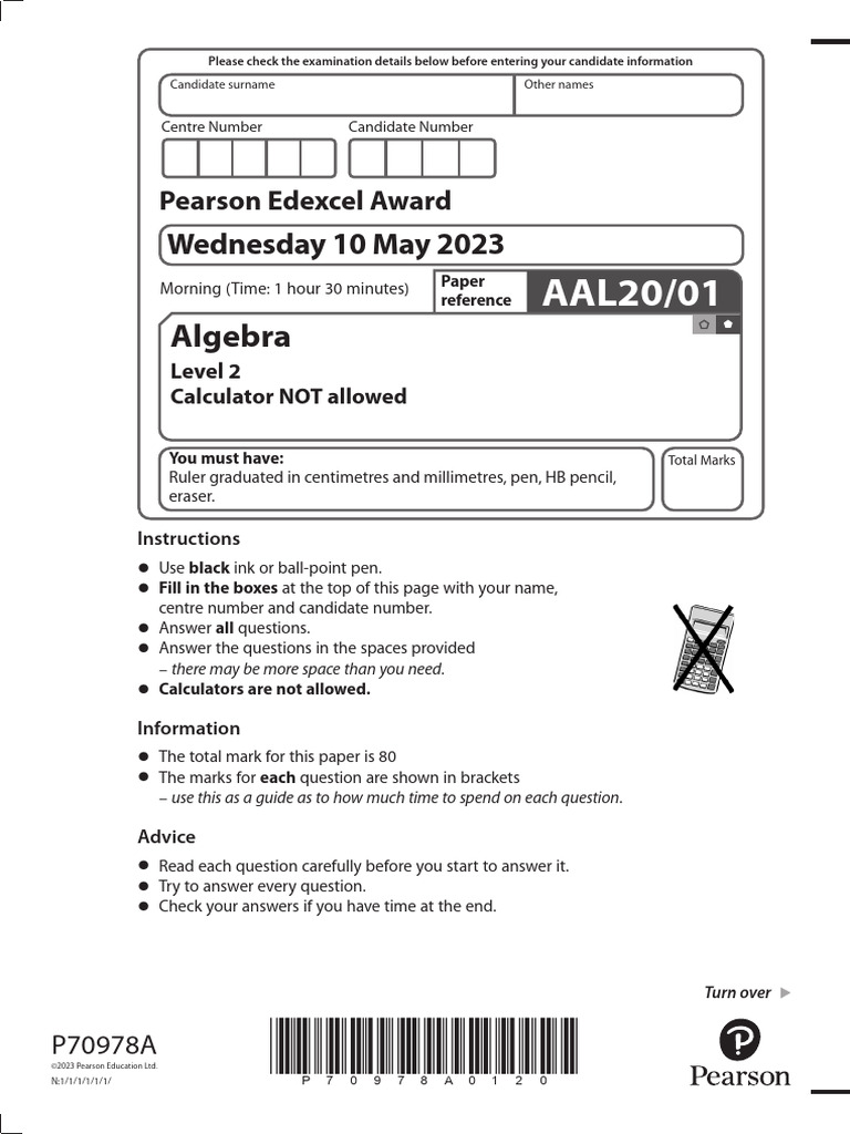 Level 2 Algebra Exam Paper 2023 | PDF | Mathematics | Mathematical Analysis