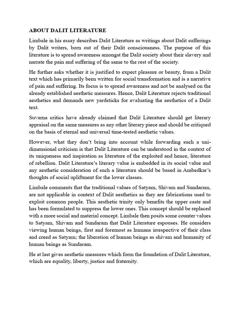 About Dalit Literature Notes | PDF