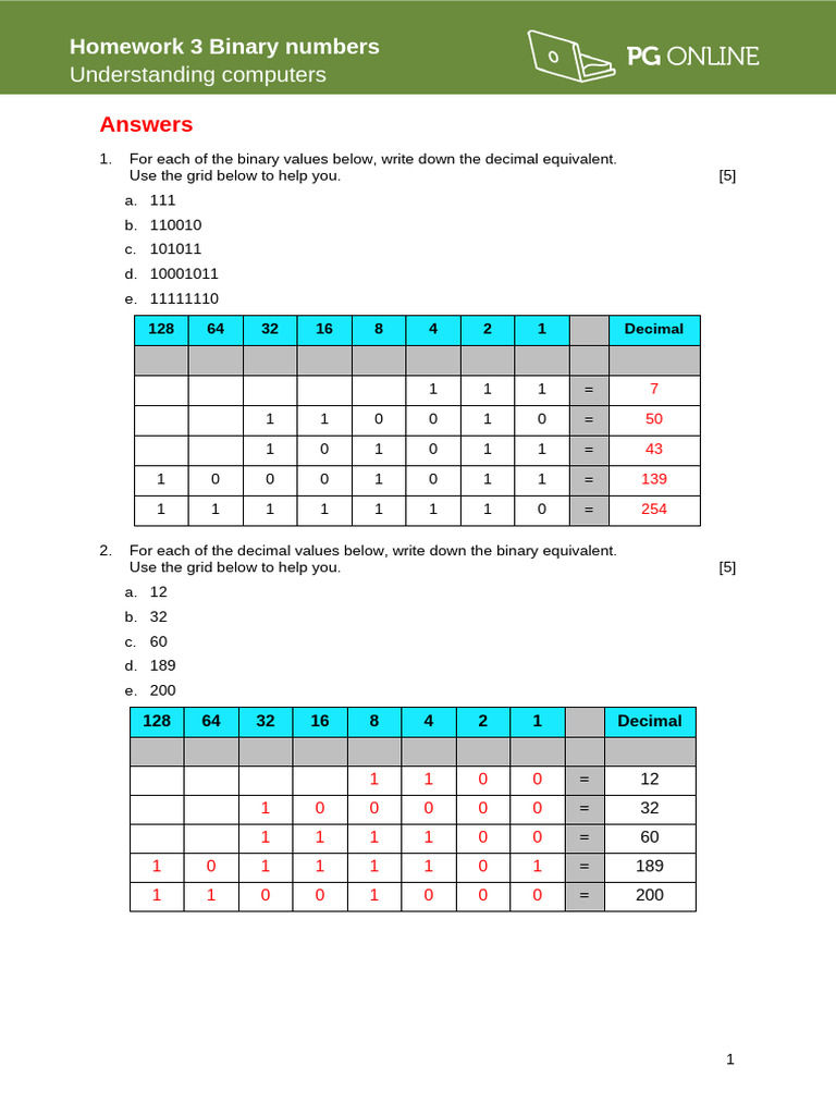 Binary and Decimal Conversion Homework | PDF | Byte | Arithmetic